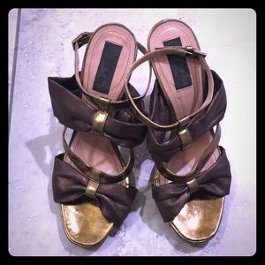 Derek Lam fabric and leather metallic sandals